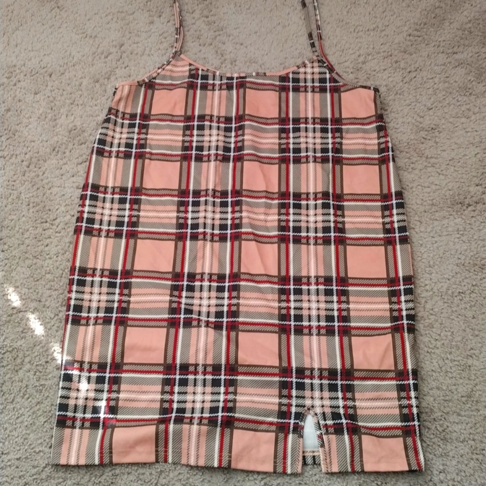 Plaid Overall Dress